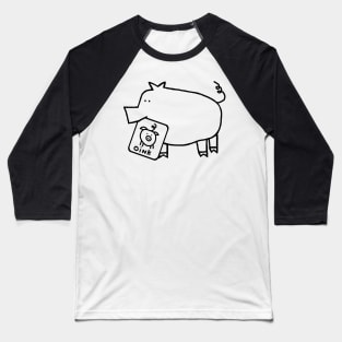 Cute Animals Pig Self Portrait Outline Baseball T-Shirt